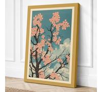 Moonlit Cherry Blossom Canvas Wall Art Print 30x20 Inch (76 x 51 cm)