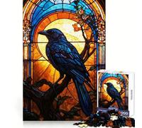 Moonlit Crow Stained Glass 1000 Piece Puzzle For Teenagers Logic Exercise Precise Joint Family Fun Xmas Gift (50x75cm)