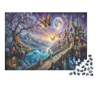 Moonlit Crystal Castle 1000 Piece Puzzle for Relaxation Cherry Blossom Coastal for First-Time Jigsaw Users Memory Improvement Housewarming Gift 52x38cm/1000pcs