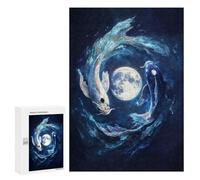 Moonlit Dance of The Koi: Winter Activity Gift, 300 PCS Displayable Picture Puzzle, for Mindful Indoor Entertainment