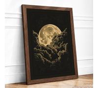 Moonlit Darkness Vintage Framed Wall Art Print A2 (59.4×42cm) Walnut, Wall Decor for Living Room, Bedroom, Office & Home, Ready to Hang, Art Gift