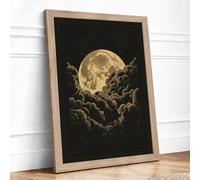 Moonlit Darkness Vintage Framed Wall Art Print A3 (42×29.7cm) Oak, Wall Decor for Living Room, Bedroom, Office & Home, Ready to Hang, Art Gift
