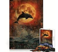 Moonlit Dolphin Leap Jigsaws 1000 Pieces for Teenagers Mind Workout Smooth Joint Home Fun Birthday Idea (38x52cm)