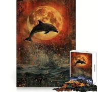Moonlit Dolphin Leap Jigsaws 1000 Pieces for Teenagers Mind Workout Smooth Joint Home Fun Birthday Idea (38x26cm)