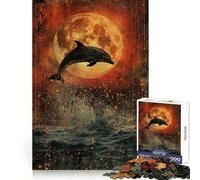 Moonlit Dolphin Leap Puzzles for Teenagers 1000 Pieces Logic Build Anxiety Relief Fun Challenge Art Display (50x75cm)