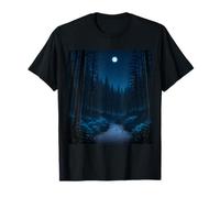 Moonlit Enchanted Forest Path with Wandering Shadows T-Shirt