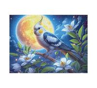 Moonlit Flower Branch Blue Parrot 500-piece Jigsaw Puzzle Set Fantastic Beasts For Adults Teens 14+ Logic Skill Indoor Game Family Game Night Summer Thick Cardboard 500 PCS