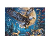 Moonlit Flying Bald Eagle 300 Piece Jigsaw Puzzle for Adults Luminous Enchanted Beasts Date Night Activity Couple Bonding Beautiful Design Ideal Anniversary Present 300 PCS