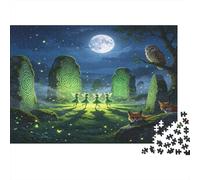 Moonlit Forest Animals 1000 Piece Jigsaw Puzzle Paper for Adults Night Scene Focus Relaxation Home Décor 38x26cm/1000pcs