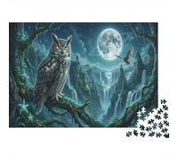 Moonlit Forest Owl Premium 1000 Pieces Thick Cardboard Puzzle Fantasy Waterfall for Older Children 12+ Anxiety Relief Indoor Activity 38x26cm/1000pcs