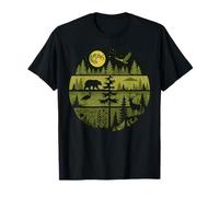 Moonlit Forest Wildlife Silhouette Layered Woods Scene T-Shirt