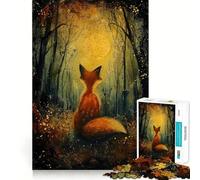 Moonlit Fox Magic Jigsaw Puzzles 1000 Pieces for Adults Logic Fun Real Thick Playful Challenge Night Activity (50x75cm)
