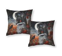 Moonlit Fox with Red Eyes Pillows Cases Square Extra Large King Size Pillow Cases for Bedroom Home Decor 12"x12"
