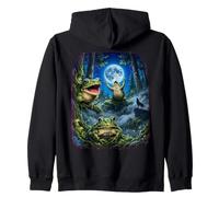 Moonlit Frog Chorus Mushroom Woods Firefly Night Art Zip Hoodie