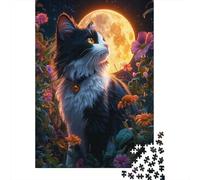 Moonlit Garden Cat Jigsaw Puzzles Puzzles for Adults Kids. 1000 Pieces Great Gifts Challenge Toy Educational Game Home Decoration for Educational Games Gifts 52x38cm/1000pcs