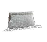 Moonlit Glam Sparkly Rhinestone Evening Clutch Bag - Silver - Detachable Chain Shoulder Strap - Fully Lined with Inner Slip Pocket - 20 × 11 × 2 cm - Wedding, Party, Prom, Night Out (Silver)