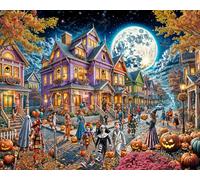 Moonlit Halloween Jigsaw Puzzle 1000 Piece by Vermont Christmas Company - Large Pieces - Fully Interlocking & Randomly Shaped Pieces - 30" x 24"