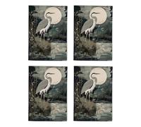 Moonlit Heron Art Cards Multipack of 4 Wildlife Nature Greeting Cards For Any Occasion Blank Inside A6 10 x 15 cm