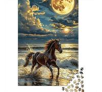 Moonlit Horse Gallop Senior Jigsaw Enthusiasts 1000 Pieces Extra-Thick Cardboard Concentration Training Puzzle 52x38cm/1000pcs