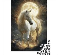 Moonlit Horse Magic 1000-Piece Puzzle for Adults, 52x38cm/1000pcs, White Pieces for Organised Sorting; for An Enjoyable Break at The Table