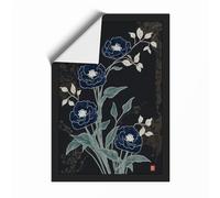 Moonlit Indigo Blooms Botanical Unframed Wall Art Print A4 (29.7×21cm), Wall Decor for Living Room, Bedroom, Office & Home, Art Gift