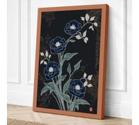 Moonlit Indigo Blooms Canvas Wall Art Print 18x12 Inch