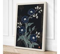 Moonlit Indigo Blooms Canvas Wall Art Print 30x20 Inch (76 x 51 cm)