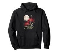 Moonlit Japanese Red Spider Lily moon Night Pullover Hoodie