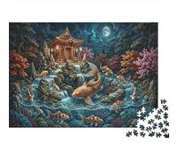 Moonlit Koi Recycled Paper Jigsaw Puzzle 1000 Piece Japanese Garden Birthday Gift Memory Improvement Party Game Wall Decor 52x38cm/1000pcs