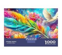 Moonlit Love 1000 Piece Jigsaw Puzzles Rainbow Feather Adults Aged 12 And Above Educational Games Home Decoration Difficult Challenging Male And Female Birthday 38x26cm/1000pcs Gifts