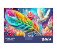 Moonlit Love 1000Piece JigsawPuzzlesRainbow Feather Dove ForAdults Colourful Brainteasing Age12+byth ThemeFlowersandBirds Uncover The Puzzle 38x26cm/1000pcs