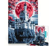 Moonlit Majesty The Crimson Castle 1000 Piece Jigsaws for Teenagers Puzzle Cognitive Boost Perfect Connection Fun Play (50x75cm)