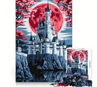 Moonlit Majesty The Crimson Castle 1000 Piece Jigsaws for Teenagers Puzzle Cognitive Boost Perfect Connection Fun Play (50x75cm)