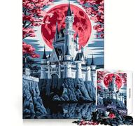 Moonlit Majesty The Crimson Castle 1000 Pieces Puzzles for Adults Cognitive Train Indoor Play Pattern Build (38x26cm)