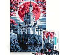 Moonlit Majesty The Crimson Castle 1000 Pieces Puzzles for Adults Cognitive Train Indoor Play Pattern Build (38x26cm)