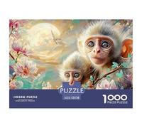 Moonlit Monkey Jigsaws 1000 Piece Puzzle Impossible Suitable for Decompression And Wall Decor for Adults And Kids 52x38cm/1000pcs