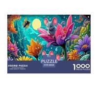 Moonlit Mouse 1000 Pieces Adult Jigsaws - Mice on Flower (moon) Suitable for Wall Decompression Fun And Challenging Family Game38x26cm/1000pcs