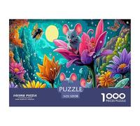 Moonlit Mouse Educational Game Decompression 1000 Pieces Jigsaw Puzzle - Mice on Flower (moon) for Adults Kids Home Activity52x38cm/1000pcs