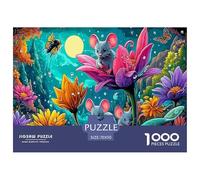 Moonlit Mouse Impossible Hard Difficult 1000 Pieces Adult Jigsaws - Mice on Flower (moon) Educational Game Decompression for Gifts70x50cm/1000pcs