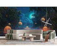 Moonlit Night Abstract 3D Photo Wallpaper Non-Woven Wall Mural Nature Forest Wall Mural Decoration Poste Premium Wallpaper Wall Art for Living Room Bedroom W366xH254 14yf375