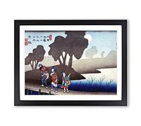 Moonlit Night At Miyanokoshi By Utagawa Hiroshige Asian Japanese Framed Print | A4 Black Framed Wall Art | Ready to Hang | Asian Nature Picture | Living Room Bedroom Lounge Office