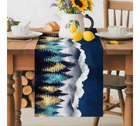 Moonlit Night Forest Mountains Table Runner 36 Inches Long,Table Runners Kitchen Dining Tables Decoration for Home Party Decor, Gorgeous Style Tables Runner Wedding Dresser Scarf