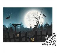 Moonlit Night Jigsaw Puzzles Puzzles for Adults Kids. 1000 Pieces Halloween Bat Whimsical Challenge Toy Educational Game Home Decoration for Adults& Kids Age 14 Years Up 1000pcs (75x50cm)