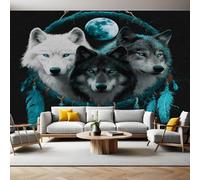 Moonlit Night Photo Wallpaper Animal Wolf Wall Murals for Living Room Bedrooms Office Tv Background Wall Large Mural Poster 300 x 210 cm Home Decoration