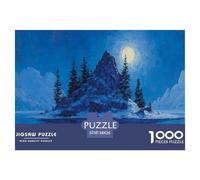 Moonlit Night Puzzles 1000 Piece Challenge Toy for Adults Snowy Island Creative Puzzles Family Fun Jigsaws Stress Relief Home Decoration Gift 38x26cm 1000pcs