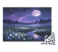 Moonlit Night River Landscape 1000 Piece Jigsaw Puzzle Paper for Adults Starry Sky Relaxation Focus Home Decor 70x50cm/1000pcs