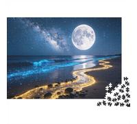 Moonlit Ocean Puzzle for Adults 1000Pc Recyclable Paper Night Sea Path Jigsaw Puzzle Parent Child Game Props Developing Boy & Girl‘s Intelligence Toy 38x26cm/1000pcs