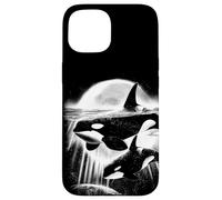Moonlit Orcas - Pacific Northwest Ocean Whale-Watching Case for iPhone 15