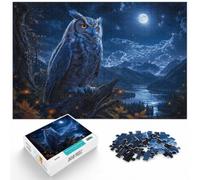 Moonlit Owl Portrait - Night Sky Guardian Jigsaw Puzzle, 1000 Piece | For relaxed days after Christmas, this 1000-piece jigsaw puzzle for adults offers 1000 pieces for the Christmas break.