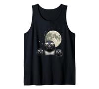 Moonlit Penguin Trio Under Full Moon Night Sky Tank Top